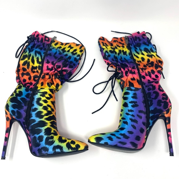 SOPHITINA Thigh High Rainbow Boots Stretchy Pointed Toe High Heels Boots Size 36 - Picture 3 of 9